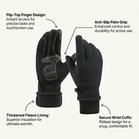 Fleece Lined Touch Men Women Outdoor, Winter Gloves Men Women, Convertible Fleece Winter Gloves, Thermal Gloves Wrist, Winter Gloves Anti-Slip Palm