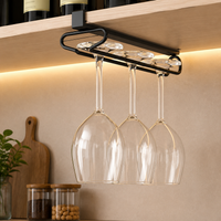 Wine Glass Holder, Hanging Glass Holder, Glass Holder Under Cabinet, 31cm, Matte, Drill-Free, Modern, Space-Saving