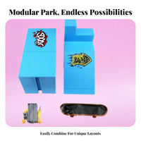 Detachable Fingerboard Skate Park Kit Combinable Ramps Finger Skateboard Ramp Set Customizable Layout for Teens, Kids, Tabletop, Desktop