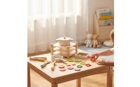 Wooden Pot and Pan Set Edge Design Toy Cookware Set Smooth Rounded Edges Pretend Kitchen Cookware for Children, Kids, Preschool