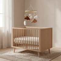 Baby Mobile with Wooden Hoop Teddy-Fleece Soft Mobile with Clouds Soft Hanging for Newborns, Crib, Nursery
