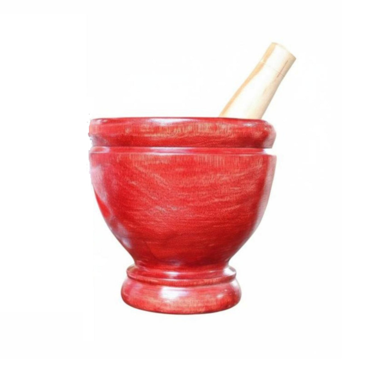 Handmade Thai Wooden Grinding Bowl, Pestle, Kitchen Tool for Home & Commercial