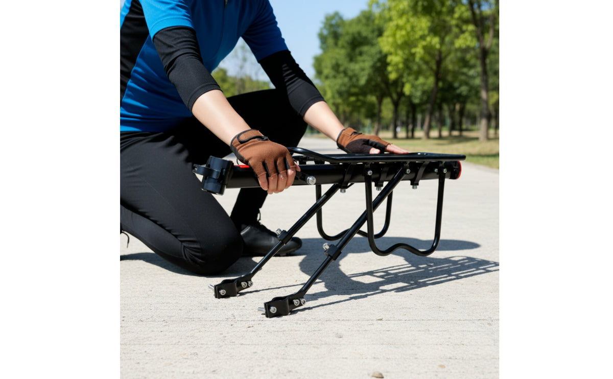Tubular-Frame Rear Cycle Rack Reflective Rear Bike Rack Lightweight Bike Cargo Carrier Long-Lasting for Commuting