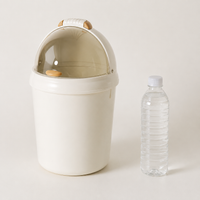 Recycling Bins for Kitchen 11L, Small Cylindrical Waste Paper Bin, Medium Home Rubbish Bin with Rocking Lid