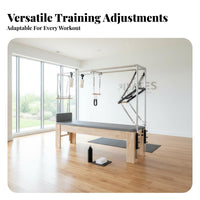 Pilates Reformer Bed Solid Wood Frame Pilates Overhead Workstation Table Full Body Workout Overhead Workstation Reformer Table for Postpartum Women