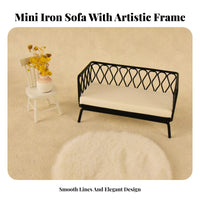 Miniature Wrought Iron Sofa Social Media Design Dollhouse Sofa Miniature Couch Includes Pillows 1/12 Scale Couch Delicate