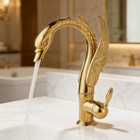 Swan Faucet Polished Single Handle Faucet Solid Brass Tap for Vanity