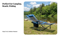 Foldable Design Reclining Camp Lounger Adjustable Recline Lounge Chair Lightweight Portable Seating Heavy Duty Frame for Beachgoers, Office Workers, Beach, Fishing, Camping, Backyard