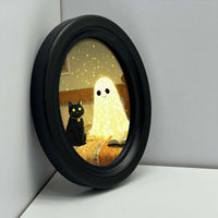 Oval Wooden Picture Black-Framed Oval Wood Picture Frame Glossy for Tabletop, Entryway, Halloween