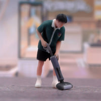 4 Pieces Miniature Convenience Store 3D Scene Printed 1:64 Scale Figures Hand-Painted Resin Figures with Rolling Cart for Model Collectors