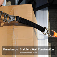Ratchet Tie-Down Strap Quick Release Stainless Steel Cargo Strap for Drivers, Hauling Vehicle Owners, Moving, Roof Rack, Boating