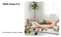 Long-Lasting Natural Wood Wooden Balance Board Multi-Functional Curved Wobble Board Versatile Kids Sensory Toy Polished Rounded Edges for Toddlers, Adults