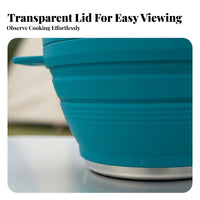 Space-Saving Portable Cooking Pot with Steamer Heat-Resistant Collapsible Camping Pot Complimentary for Backpackers, Backpacking, Hiking