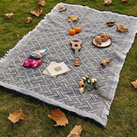 Picnic Blanket and Garden Rug for Outdoor Activities, Extra Large 180x380cm Waterproof Polyester Blend, Plaid Beach Mat and Camping Rug