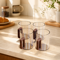 Mug Tree Holder, Stainless Steel Cup Drying Rack with Wooden Base, Walnut Colour Anti Rust Space Saving Countertop Organiser