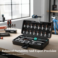 25 Pieces 2.5-30 Nm 25-Piece Cycle Force Wrench Kit Mini Bike Force Wrench Kit Molded Compartments Repair Tool Metal Sockets