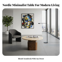 2 Pieces Wabi-Sabi design Nesting Coffee Tables Space-Saving Round Nesting Tables Mixed Material Table Set sturdy Construction for Apartment Dwellers, Design lovers, Homeowners, Living Room, Small Spaces, Lounge Area, Bedroom