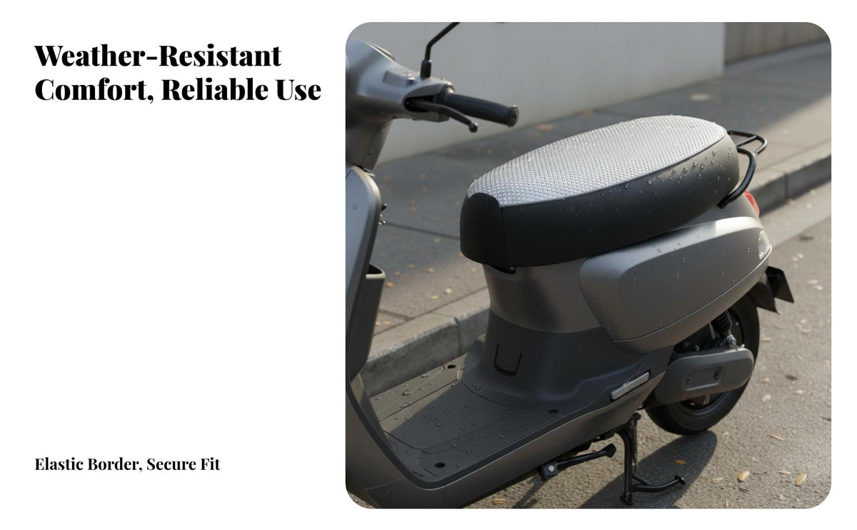 Waterproof Leather Seat Cover Sunproof Waterproof Seat Cover Four-Season Motorcycle Saddle Protector for Commuters, Rainy Days, Riding