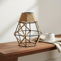 Wrought Iron Frame Rope Light Enclosure Vintage Aesthetic Rope Lamp Shade Hand-Woven Metal Enclosure Lampshade DIY Friendly for Dining Room, Hallway, Cafe, Kitchen Island