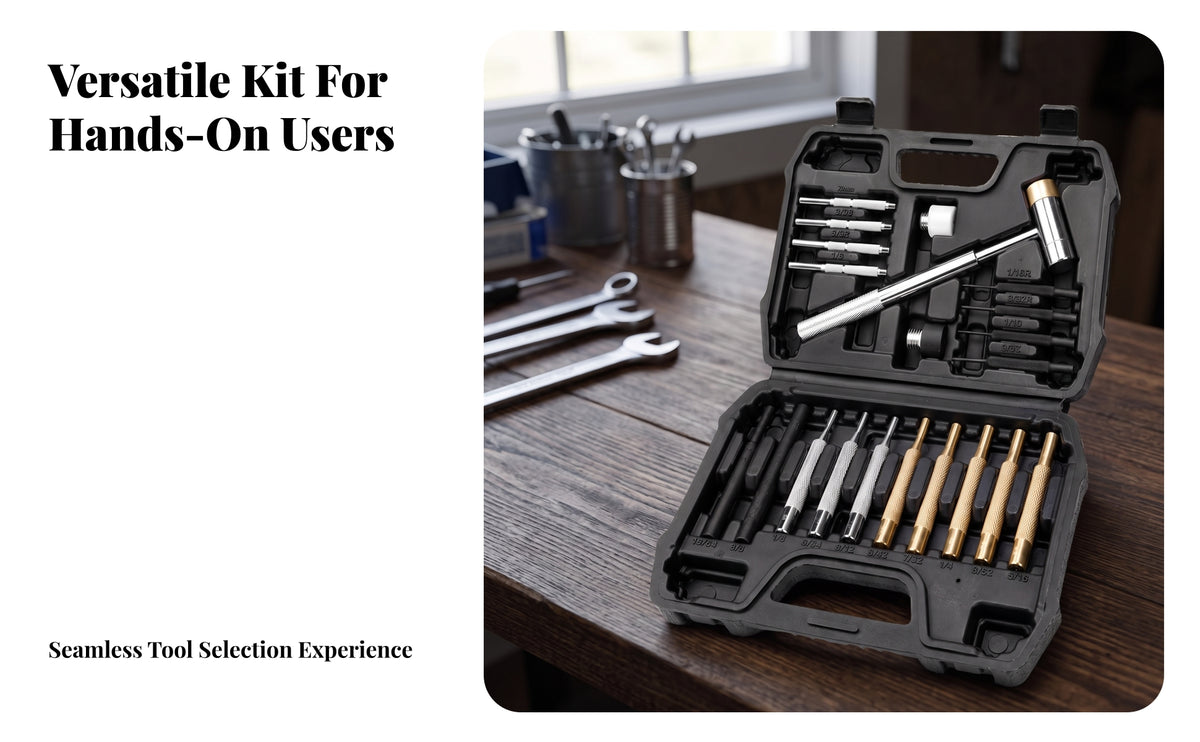 21 Pieces Punch Set | 40Cr Steel Construction Punch Set with Storage Case, Knurled Grip Sections, for Equipment Maintenance