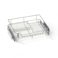 Metal Pull-out Cabinet Basket Divided Sliding Wire Basket exposedFrame Multi-Tier Storage Rack Silver-Toned