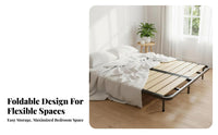 Slatted Bed Frame Foldable Design Mattress Base Sturdy Construction Bedroom Furniture for Residents, Renters, Guest Room, Apartment, Home
