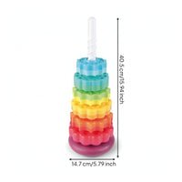 Stackable Rainbow Stacking Stacker Fine-Motor Stacking Toy with Spiral Pole Sensory Disc Stacker BPABPA-Safe for Preschool