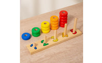 Early Learning Wooden Peg Hoop Stacker Solid Wood Wooden Number Counting Stacker Vibrant Colors Child-Centered Number Game Board Hand-Eye Coordination for Toddlers, Preschoolers