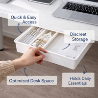 Desk Storage Drawer Organizer with Movable Divider, Self Under Drawers for Office Slide Out Tray for Workspace Organization