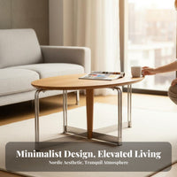 Minimalist aesthetic doublelevel Oval Accent Piece mid-centuryera Modern Aesthetic Coffee Table Space-Saving Living Room Furniture Sturdy Construction for Apartment Dwellers, Interior Design admirers, Office Managers, Lounge Area