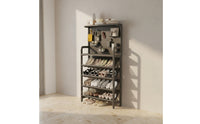 Space-Saving Shoe Rack with Pegboard Slim Design Multi-Tier Shoe Rack Small Footprint Entryway Organizer Sturdy for Behind the Door, Hallway