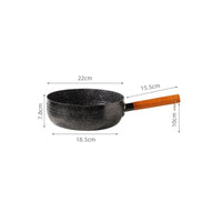 Maifan Stone Coating Japanese Yukihira Pan Multi-Functional Non-Stick Milk Pan Easy to Clean Single Serving Pasta Pot Wooden Handle for Students, Singles, Dorm Room