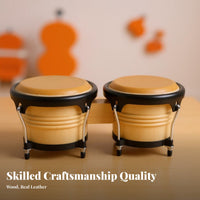Natural Skin Drumhead Bongo Drum Set Educational 6 and 7 Inch Bongo Drums Develops Movement Skills Percussion Instrument Kit Long-Lasting for Preschoolers, Beginners, Preschool, Kindergarten, Playroom, Family Activities