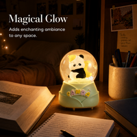 Cute Panda Crystal Ball Ornament with Luminous Feature, Mini Cartoon Pet Figurine for Students, Birthday Gift