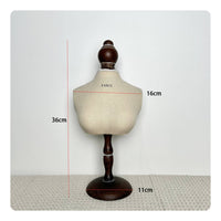 Linen Textile Necklace Display Bust Wooden Base Necklace Bust Stand Sturdy Handmade for Shop Owners, Showroom