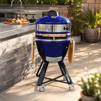 Kamado Grill BBQ Stove Charcoal Grilled Kamado Grill Outdoor Cooking Utensil Ceramic Grill Large 46.7cm Compatible with Smoking For Family and Friends