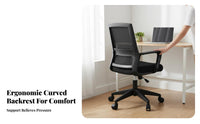 Height Adjustable Ergonomic pivot Chair Padded Seat pad Rolling Task Chair Support Office Furniture Breathable Mesh posterior support for Remote Workers, Students, Adults, Conference Room, Workstation, Workspace