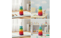 Stackable Rainbow Stacking Stacker Fine-Motor Stacking Toy with Spiral Pole Sensory Disc Stacker BPABPA-Safe for Preschool