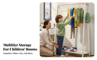 unattachedstanding Design kids' Dress-up Rack Stable Base House-Shaped Clothes Rack Side hangers children's Furniture Easy Assembly for Toddlers, Babies, Parents, Bedroom, Playroom, Entryway, Laundry Room