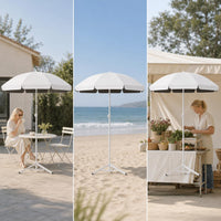 Outdoor Sunshade Umbrella for Patio Beach Camping - UV Protection Black Glue Coating