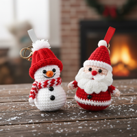 Hand-Knitted Snowman Santa Claus Keychain Pendant for Christmas Gifts and Bag Accessories