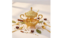 Moisture-Proof Ornate Gold Sugar Bowl Multifunctional Ornate Lidded Seasoning Jar Embossed Metalwork Vintage Glass Sugar Bowl Easy to Clean for Housewarming Gift, Dining Table, Wedding, Coffee Bar