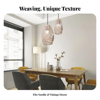 Woven Paper Rope Lampshade Minimalist Design Paper Rope Light Shade Woven Lamp Shade Creates Warm Ambiance for Cafe, Dining Room