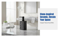 Ceramic Stone-Look Dispenser Bottle, Pump Bottle for Liquid Soap, Bathroom Decor, Hotel, Minimalist