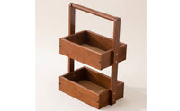 Wood Rack with Handle Space-Saving Two-Tier Shelf Decorative 2-Tier Shelf for Washroom Counter