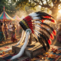 Native-Inspired Costume Headdress with Feathers Colorful Feather Headpiece with Headband Multicolor Feather Headpiece Woven for Cosplayers, Performers, Photo Shoots, Stage Performances