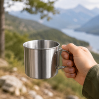 Stainless Steel Camping Cup, Foldable Mug, Outdoor, Solo Camping, Hiking, Coffee Cup, Portable, Lightweight, Compact