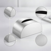 Desktop Tissue Box Semicircular Stainless Steel Tissue Box Sleek Dispenser for Coffee Table