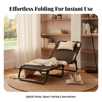 Foldable Design Single Folding Bed Compact Storage Adjustable Folding Cot No Assembly Required Office Rest Recliner Sturdy Steel Frame for Caregivers, Students, Hospital, Living Room, RV Travel, Camping