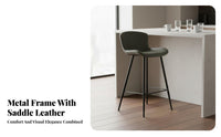 Light Luxury Metal Leg High Stool Comfortable Padded Seat Upholstered Counter Height Stool Anti-Slip Foot Pads Upholstered Kitchen Island Chair Sturdy Construction for Cafe Owners, Homeowners, Couples